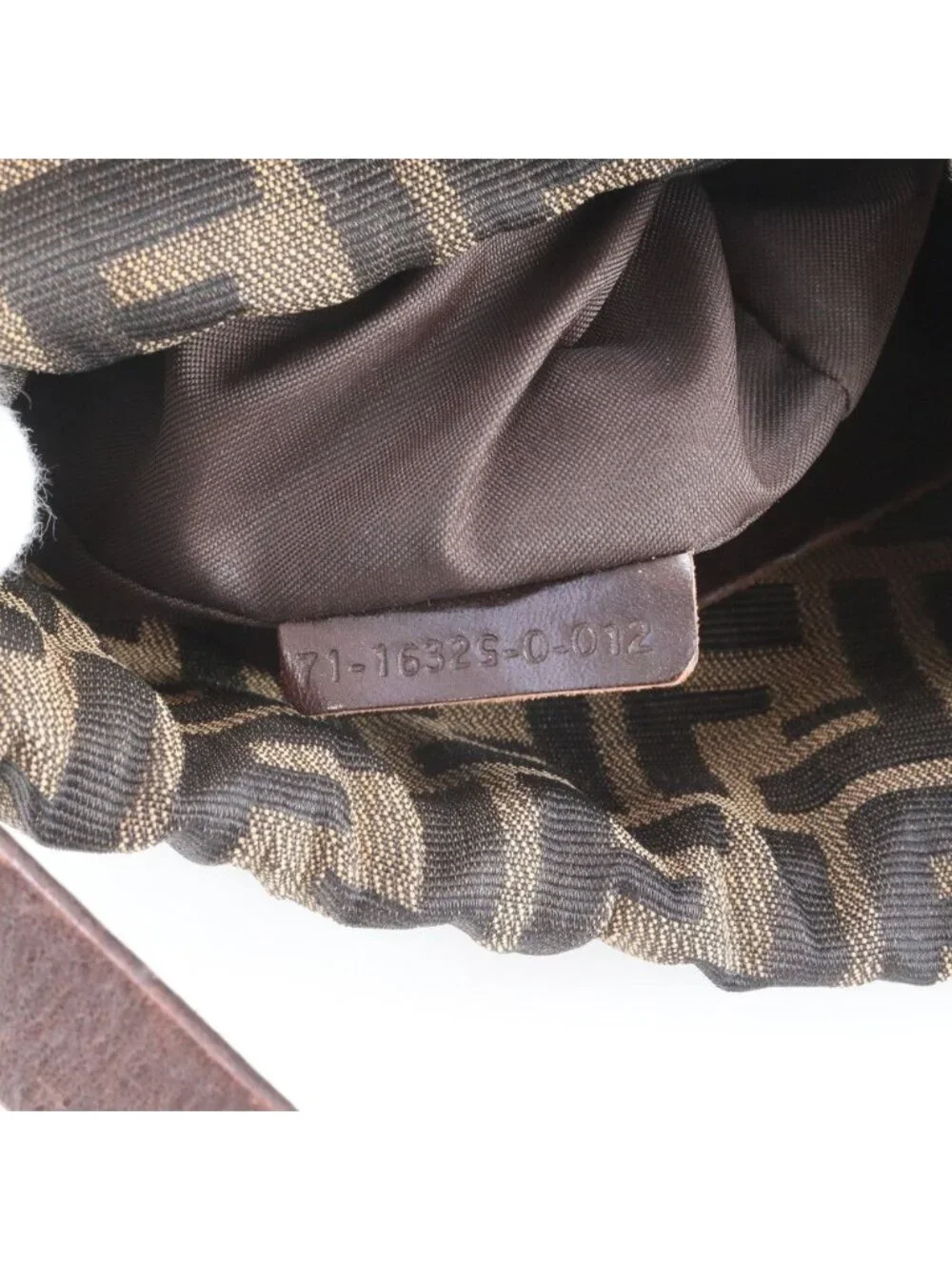Fendi Zucca Leather Canvas Shoulder Bag Brown